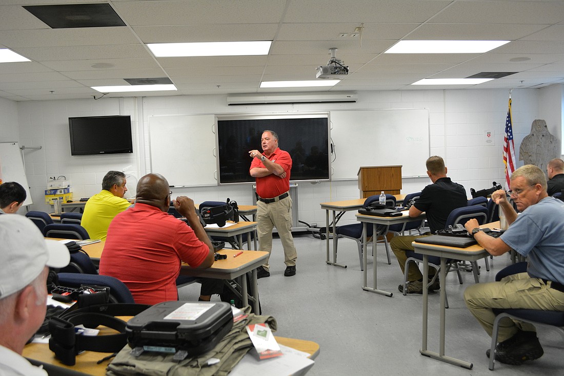 Manatee County Sheriff&#39;s Office Dep. Lou  Gregory conducts in-classroom training of guardians at the sheriff&#39;s office training center.