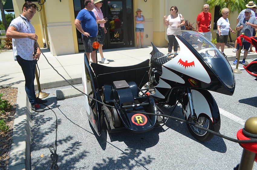 The Batcycle also was on display.