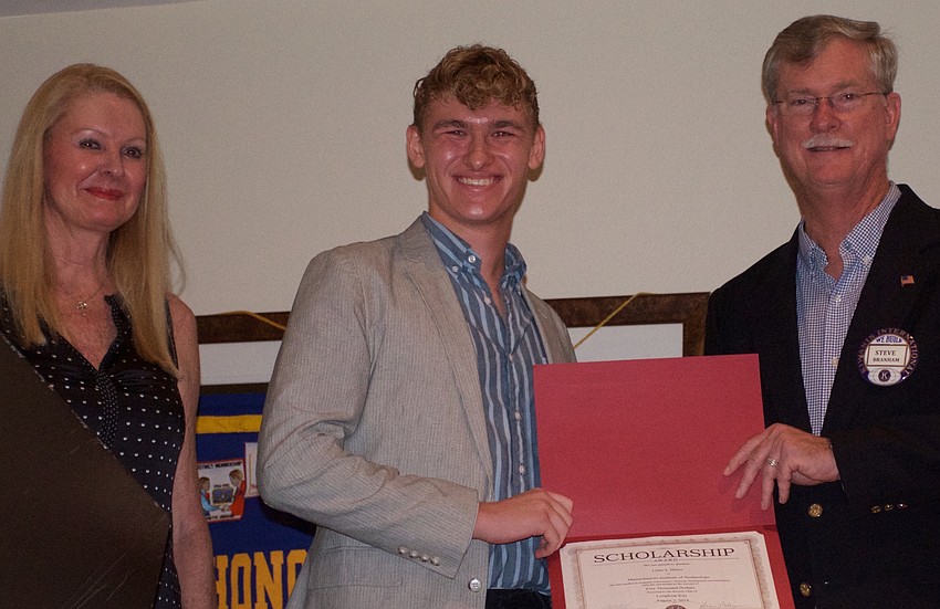 Liam S. Hines is heading to Massachusetts Institute of Technology. Kiwanis Club Scholarship Committee Chair Susan Phillips and Club President Steve Branham awarded him a certificate at the club's ceremony on Aug. 2.