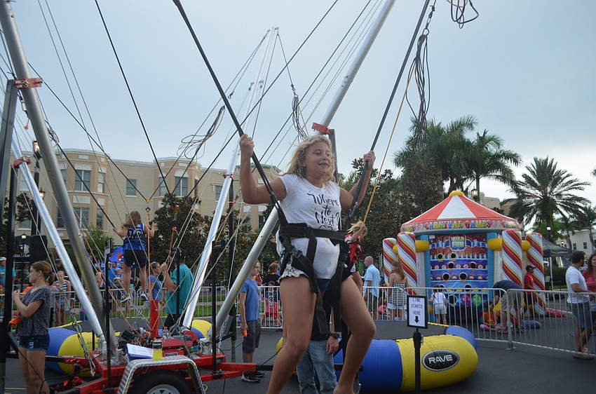 Lakewood Ranch's Francesca Gnad, 10, enjoys doing kind of crazy things like jumping on a trampoline attached to a harness according to her dad, Martin.