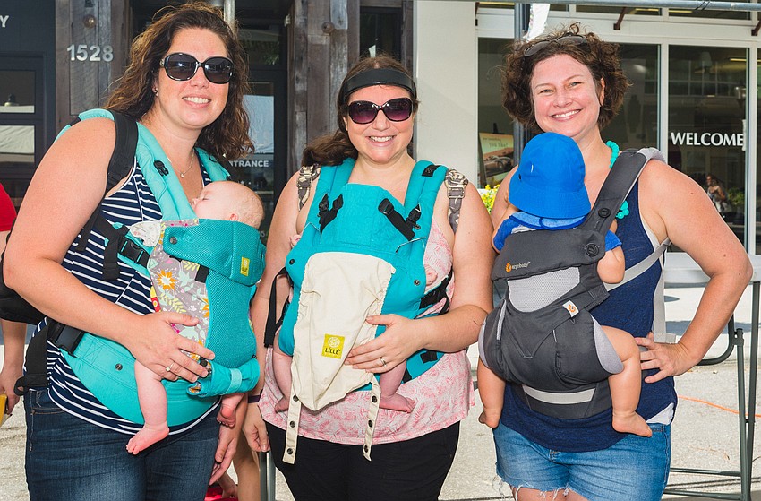 Kristen Fogt, Ashley Tabachnick and Courtney Eiseman with their children Regan, Zayden and Jonah