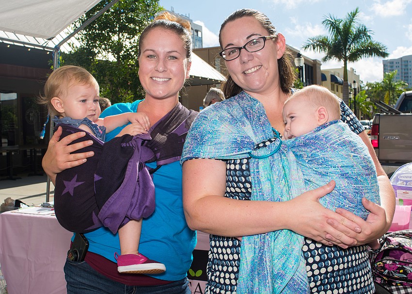Sarah Gardner with her daughter, Regan, and Erica Miller with her daughter, Ava.