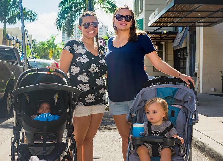 Ashley Adams with her daughter, Amelia and Jennifer Villarreal with her son, Sebastian
