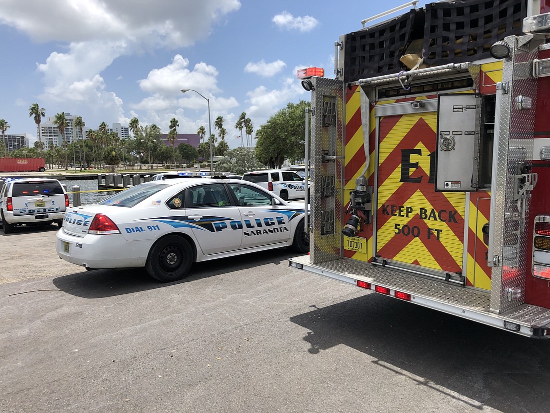 The Tenth Street Boat Ramp is closed as the Sarasota Police Department investigates the death. Photo courtesy Sarasota Police Department.