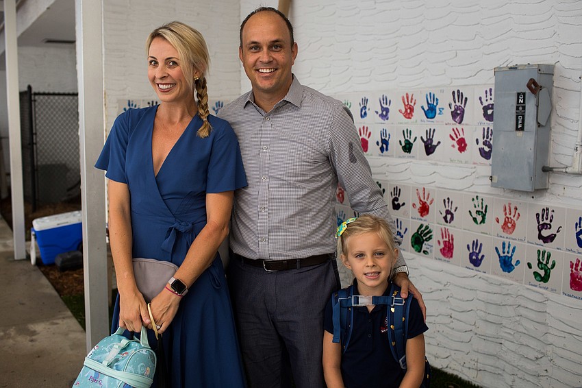 Ashley, Tim and Piper Gruters at Southside Elementary.