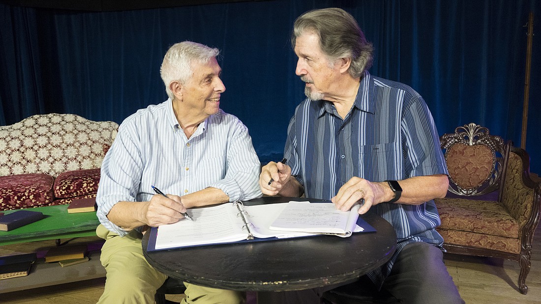Playwright Arthur Keyser and Director Don Walker review the â€œBefore Steepletopâ€ script. Courtesy photo