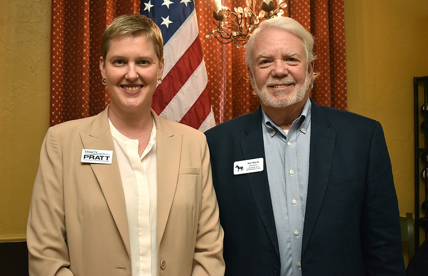 District 71 State Representative candidate Tracy Pratt and Longboat Key Democratic Club Ken Marsh