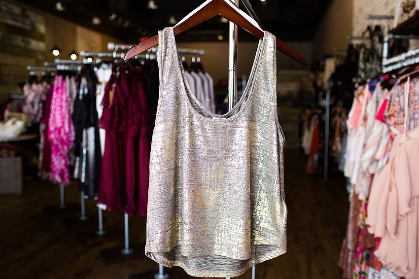 Bows & Arrows Boutique, MPC metallic foiled tank, $58