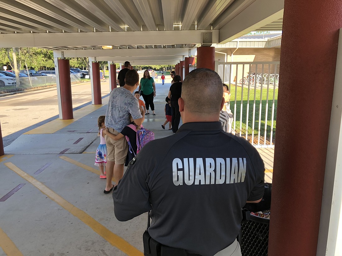 Guardian William Radle at Braden River Elementary on his first day. Courtesy photo.