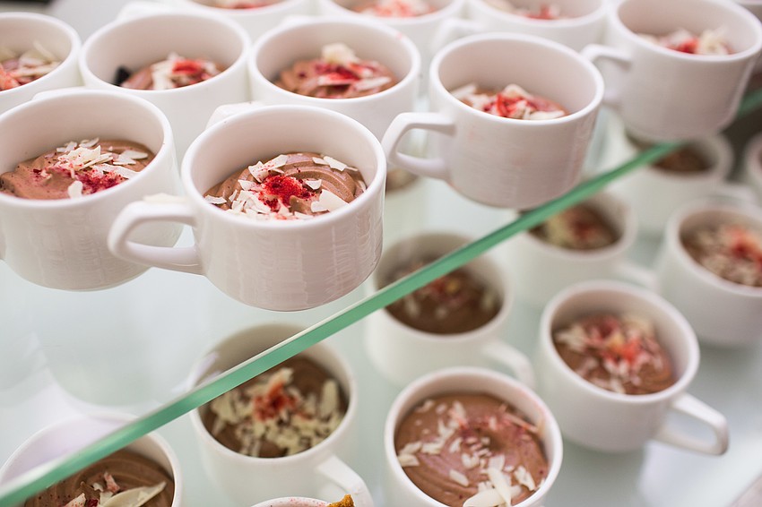 Guests enjoyed drinks and desserts while they socialized.