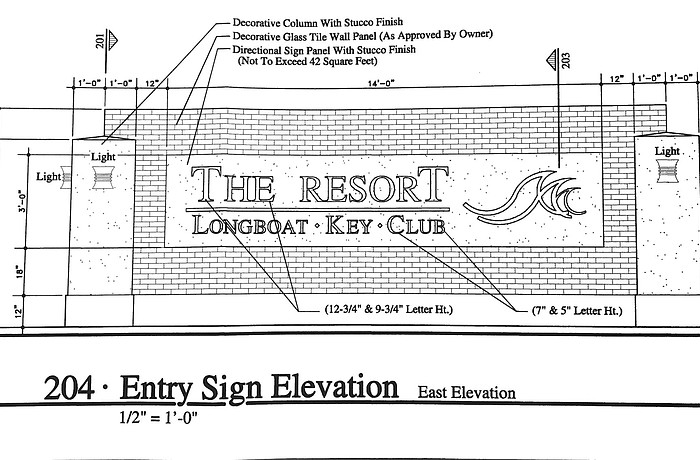 A rendering of the proposed sign for the new entrance to the Resort at Longboat Key Club.