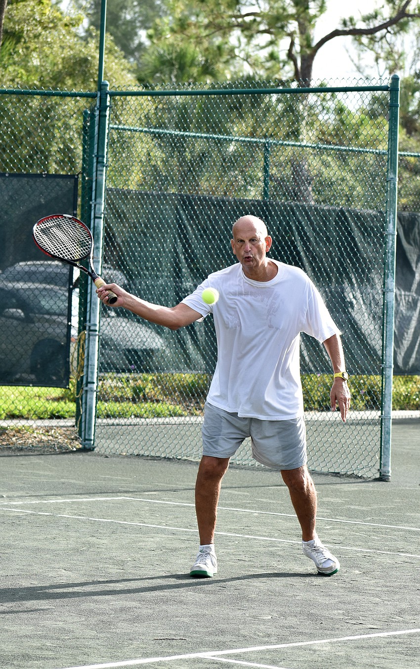 Jim Weingart returns the ball during an Aug. 29 match,