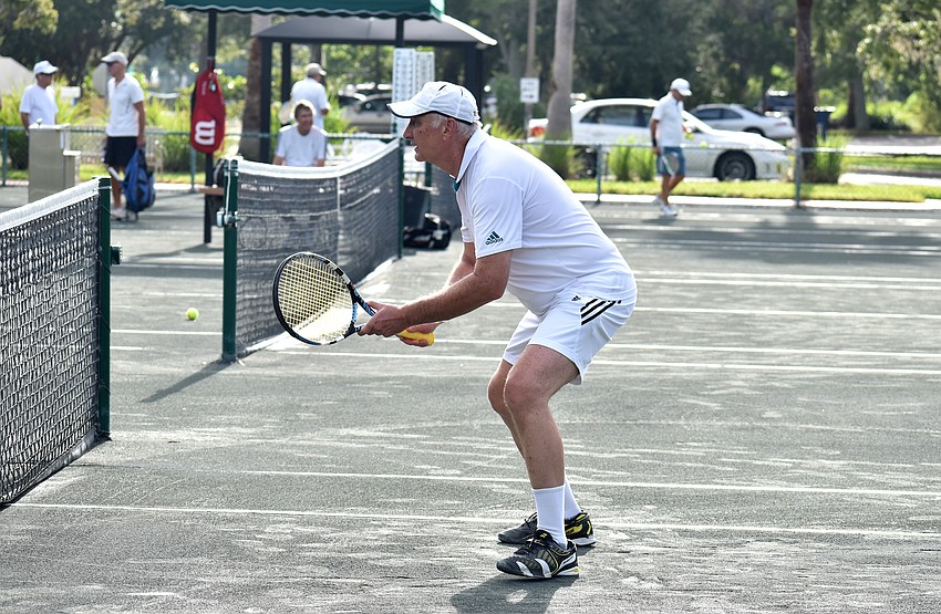 Peter Fedum gets ready to play defense.