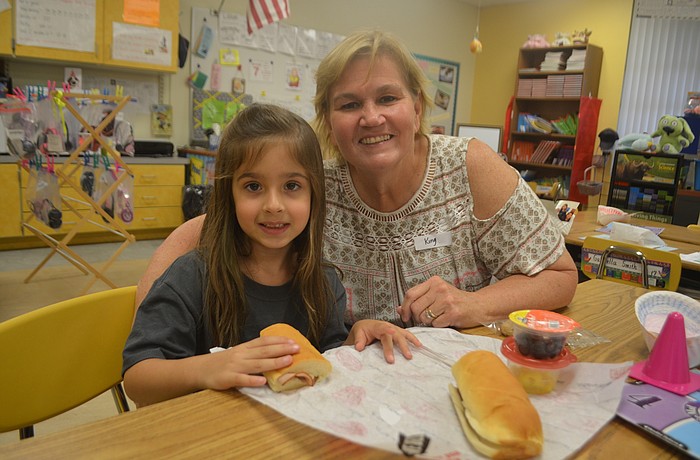 Ava Phillips, a first-grader, and Bradenton's Lynn Steiner see each other all the time, but it's still special for grandparents day.