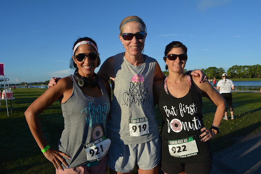 Punta Gorda residents Gian Gunderson, Melody Burt and Jennifer Carrico ordered T-shirts special for the race, even though they ran the normal 5K.