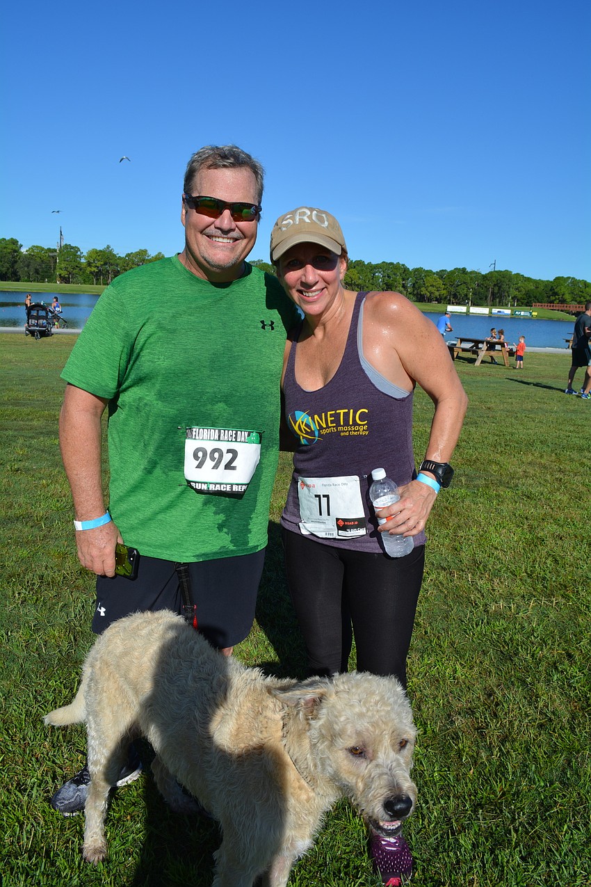 Lakewood Ranch's Tommy Klauber and friend Susan Farhat had planned to run the Ringling Bridge, but did the Donut Run instead. They completed the doughnut-less 5K.