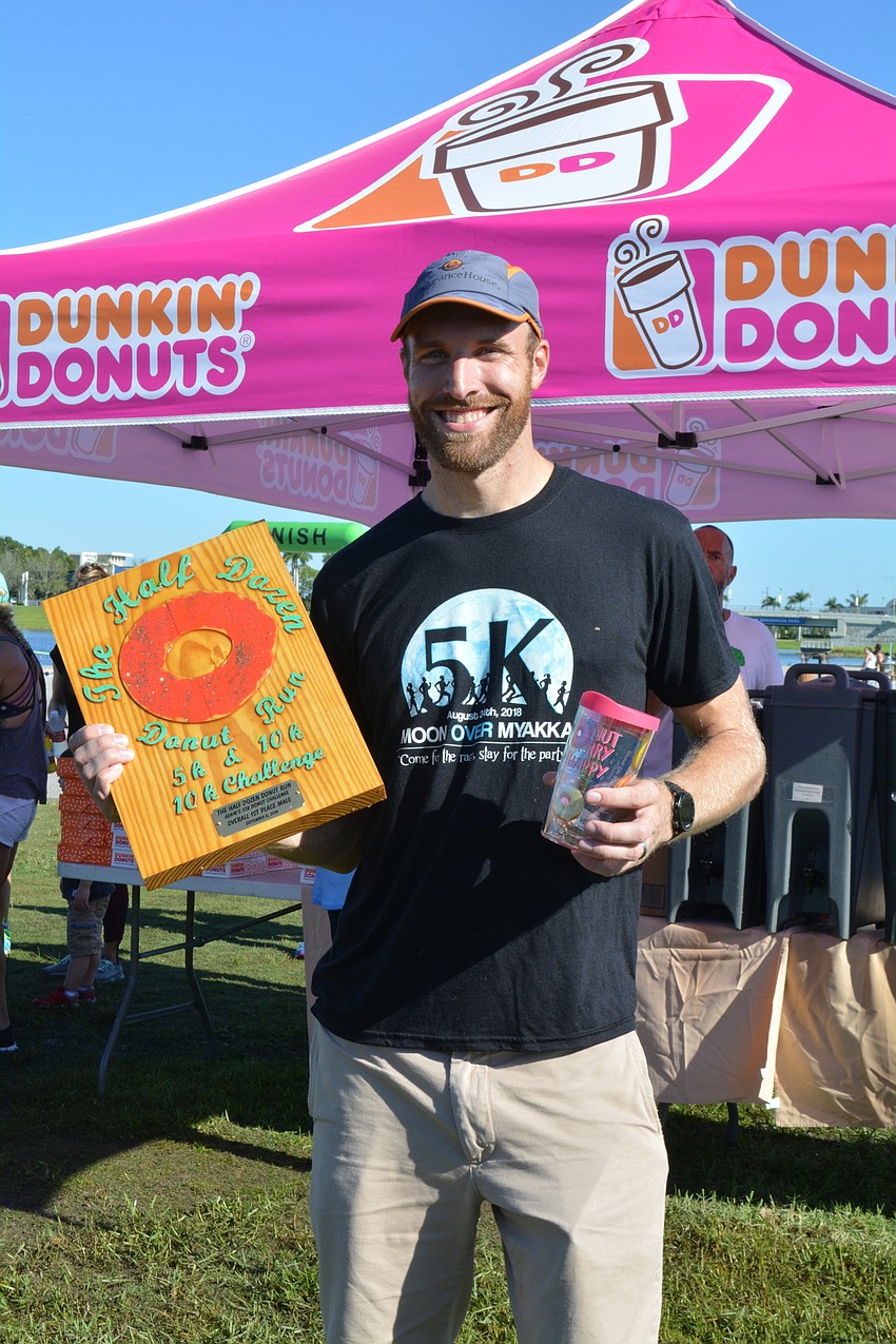 Corey Peyerk was the overall men's winner for the Half Dozen Donut Run.