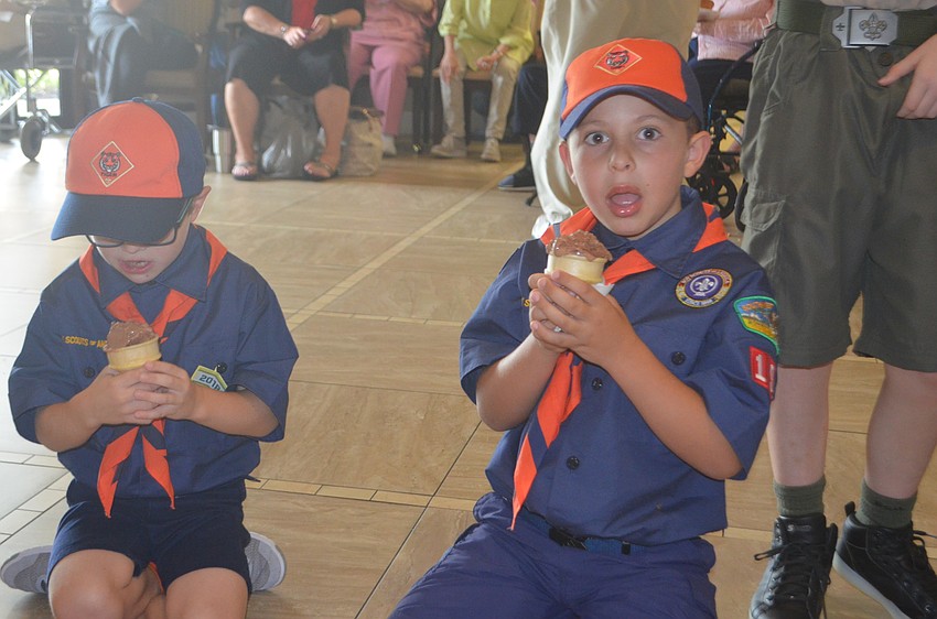Dexter Trombetta, 6, and AJ Davis, 6, say that they liked the ice cream they got to eat after the race.