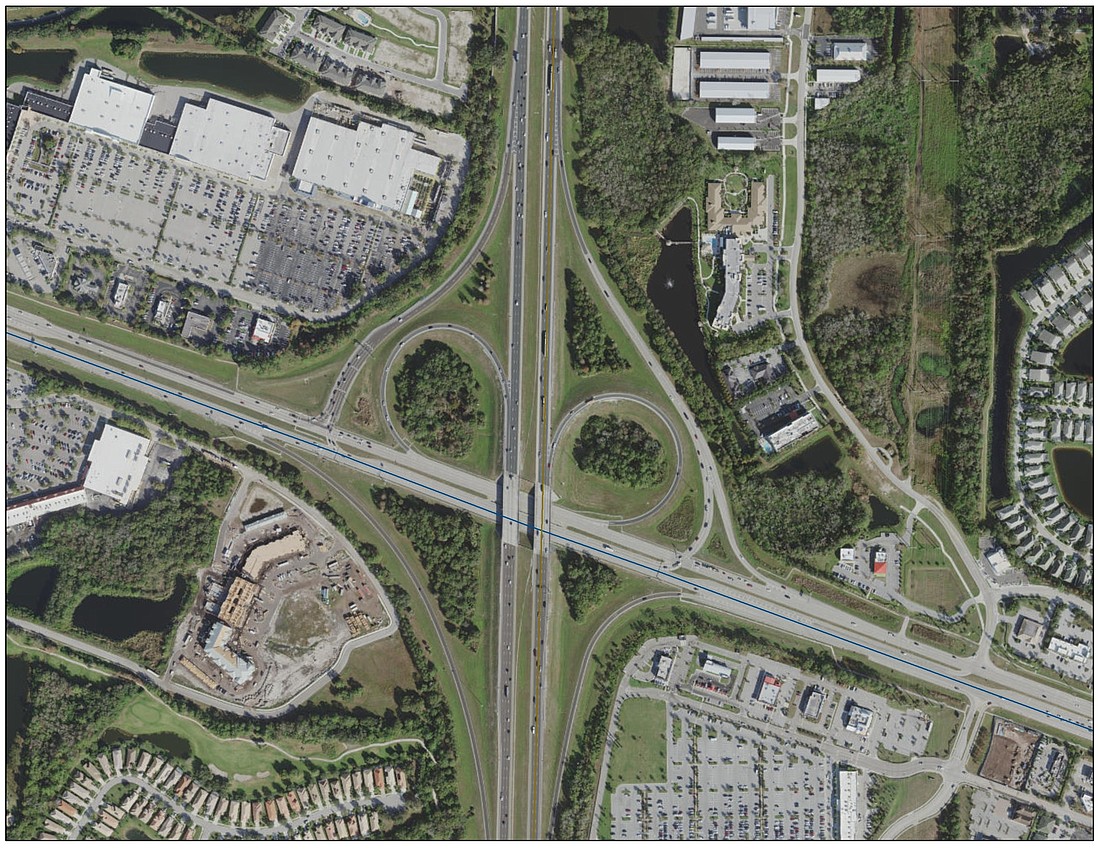 This aerial shows the State Road 70 and Interstate 75 interchange as it currently exists. Courtesy photo.