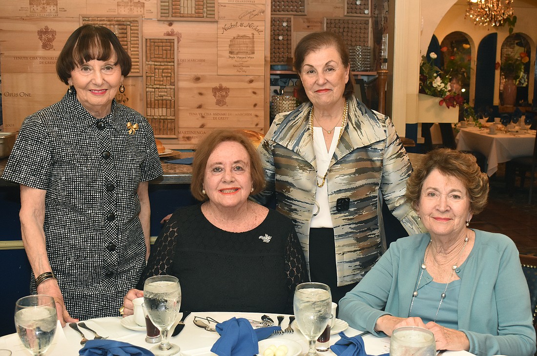 Audrey Heimler, Phyllis Ploener, Rosalyn Fleischer and Sharon Schreiber attended the temple&#39;s Rosh Hashanah luncheon at Cafe L&#39;Europe.