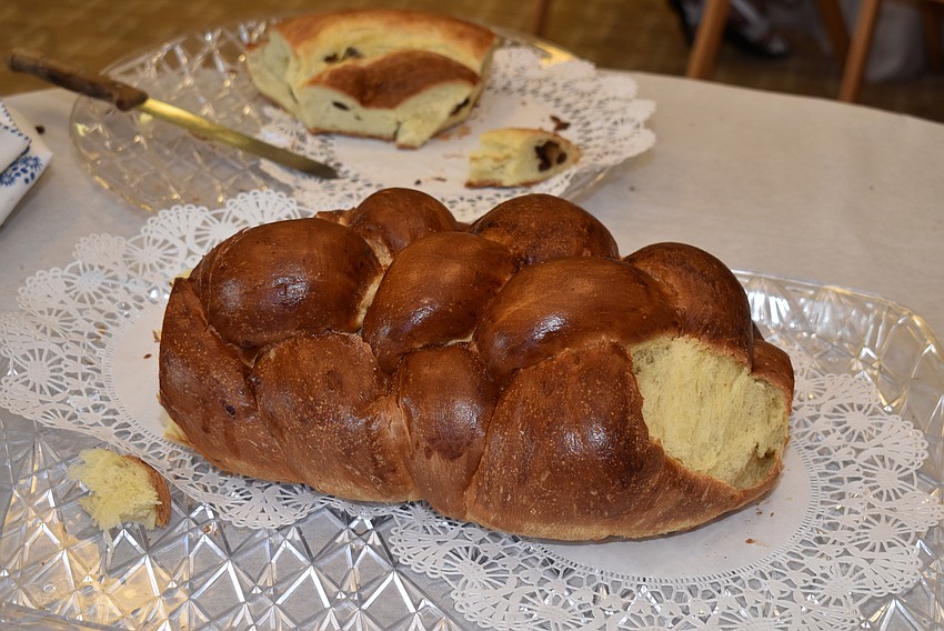 Challah bread among other starch foods were available following services