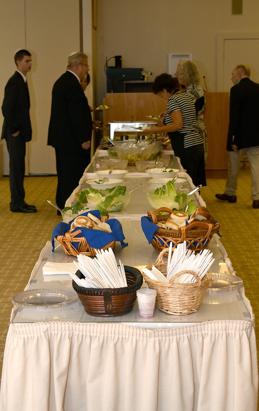Because members had been fasting, the buffet was full of starch foods.