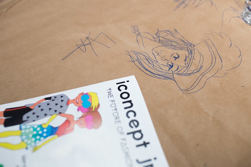 The designers kept busy with drawing, coloring and brunch before walking the runway.