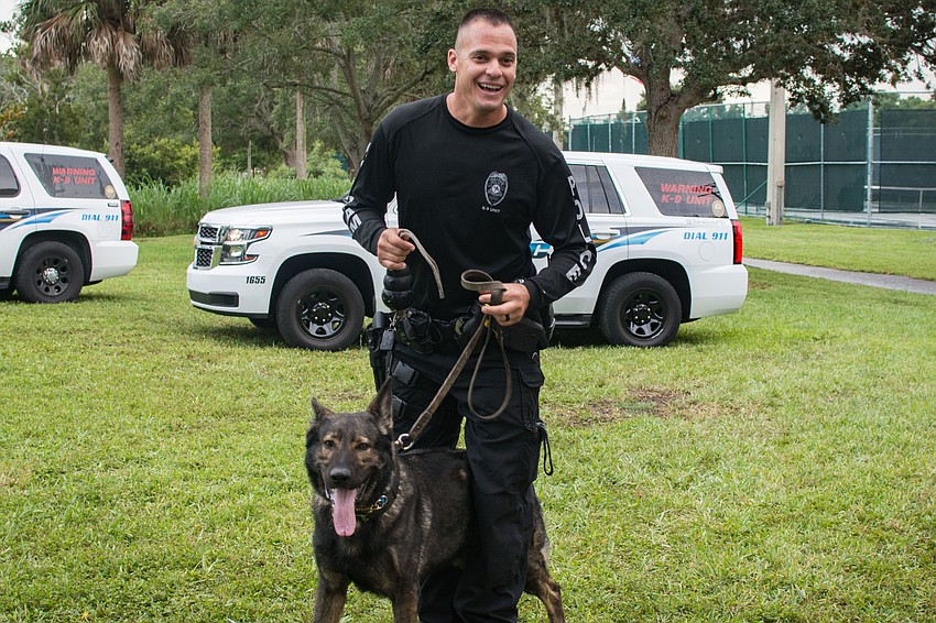 Officer Nick Dominis with K-9 Coti.
