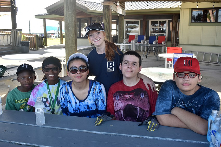 The Broach School students Jason and Zyanne Miller, Chloe Manes, Gannon Dasilva and Joseph Ganpat with their teacher Cassandra Thomas