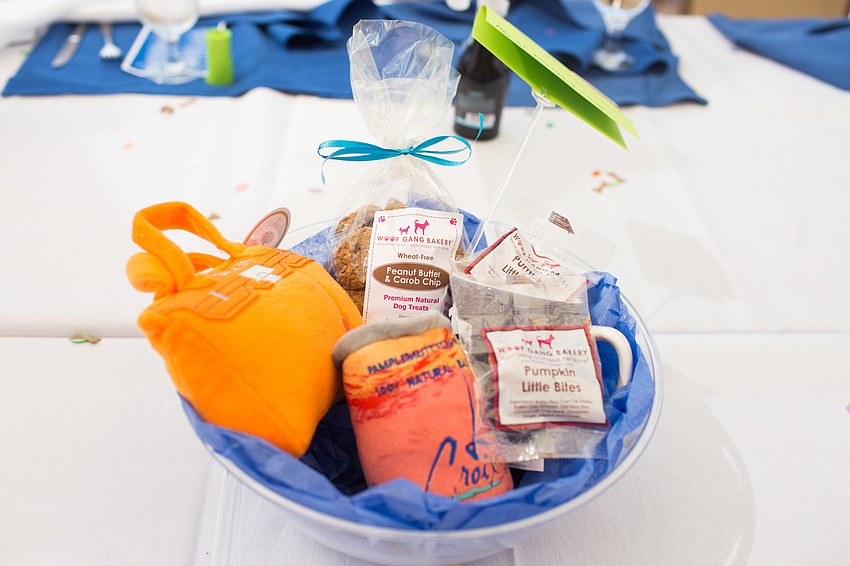 For a donation, guests could take home the centerpieces from Woof Gang Bakery.