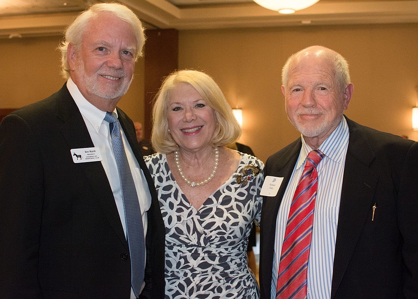 Longboat Key Democratic Club President Ken Marsh with keynote speaker Jill Wine-Banks and Longboat Key Democratic Club Board Member Robert Gary