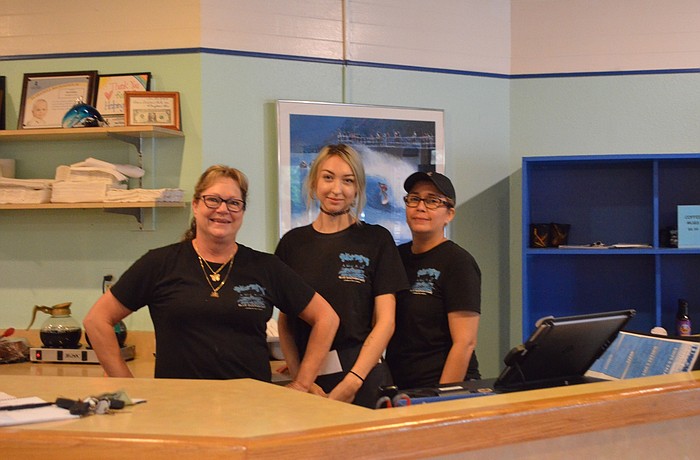 Jeanine Stebbins, Riley Helm and Nejama Gomez of Blue Dolphin.