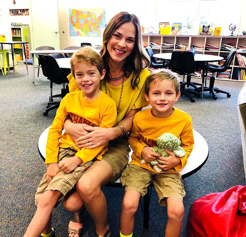 Gavin and Mackinlay  Bass with their mom, Sarah.