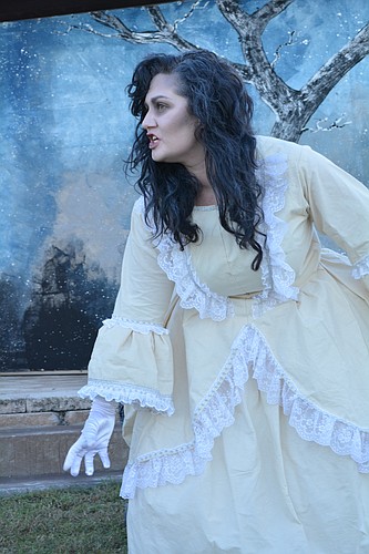 Yvonne Perez, as the Woman in White, gave a spirited performance in "The Legend of Sleepy Hollow" last year at the Sarasota Polo Club.   FILE PHOTO