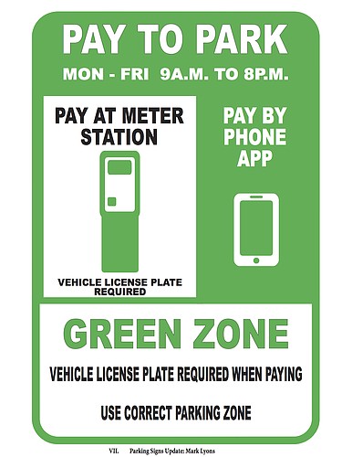 The city has prepared a conceptual example of what an informational paid parking sign on St. Armands Circle could look like.
