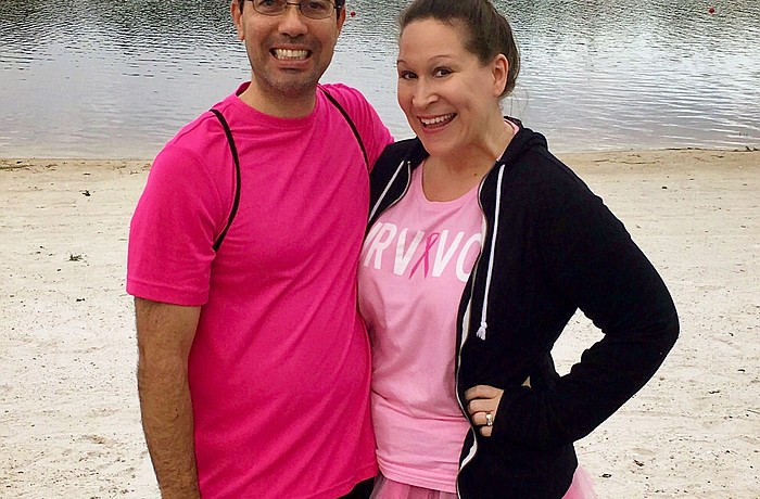 Harmony's Casey Clough and Alison Clough at the Making Strides Against Breast Cancer last year, say that American Cancer Society is a great organization because it helps all kinds of people. Courtesy photo.