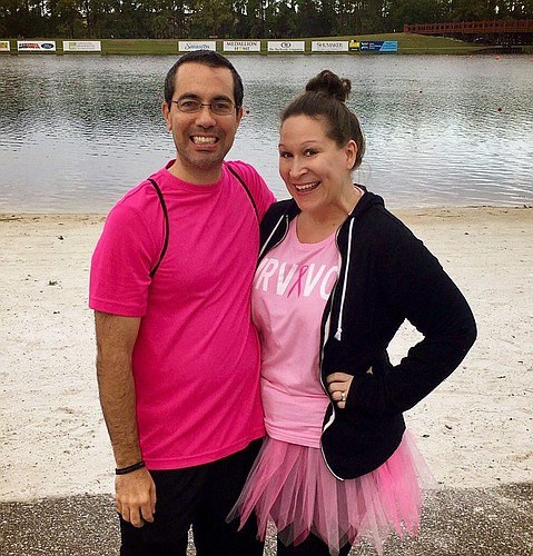 Harmony&#39;s Casey Clough and Alison Clough at the Making Strides Against Breast Cancer last year, say that American Cancer Society is a great organization because it helps all kinds of people. Courtesy photo.