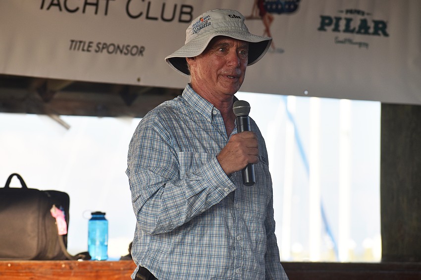 Regatta Vice Chairman Herb Larrabee addresses the crowd during the opening ceremony.
