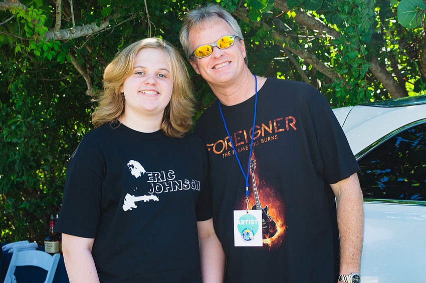Sixteen-year-old blues guitarist Trey Wanvig with his dad, Steve.