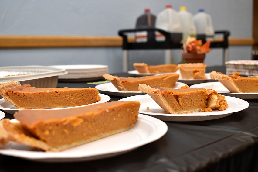 Members enjoyed pumpkin pie and other fall-themed foods during the luncheon.