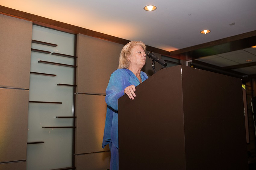 Lindy Lever collected the Lifetime Achievement Award for the Association for Intercollegiate Athletics for Women, in memory of Doris Harrington.