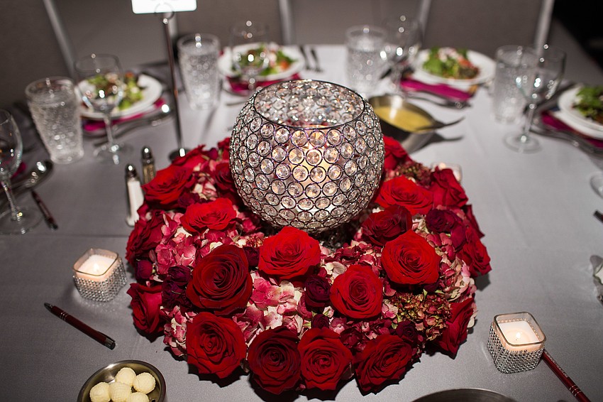 Roses decorated the tables.