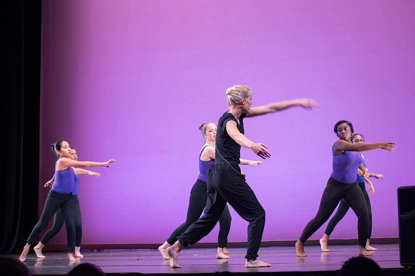 Sarasota Ballet instructor Claudia-Lynn Rightmire and DNG dancers demonstrate their dance skills to audience members.