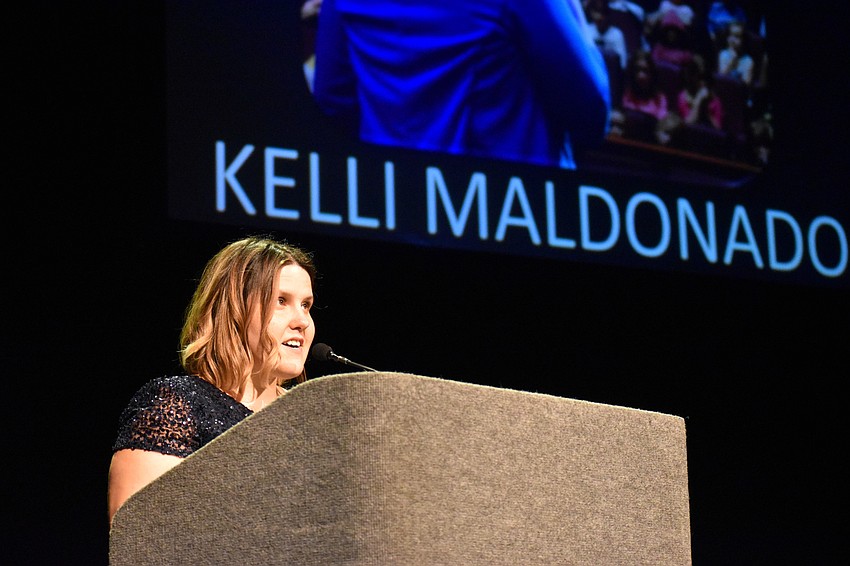 Arts Leadership Award — Art Education Winner Kelli Maldonado accepts her award.