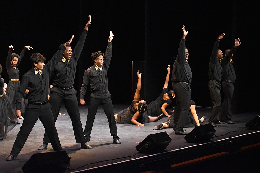 Students from Westcoast Black Theatre Troupe’s Stage of Discovery program perform a song from “Broadway in Black Jr.”
