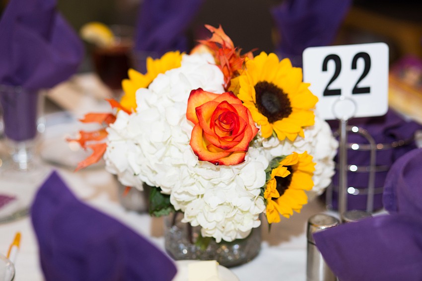 Fall themed flowers decorated the tables.