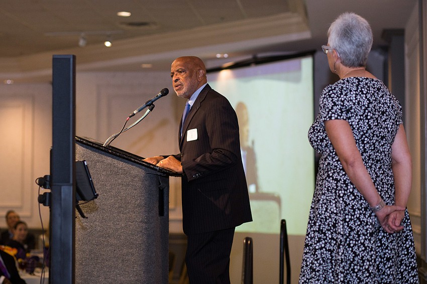 Rev. Melvin Christian gave the invocation before lunch was served.