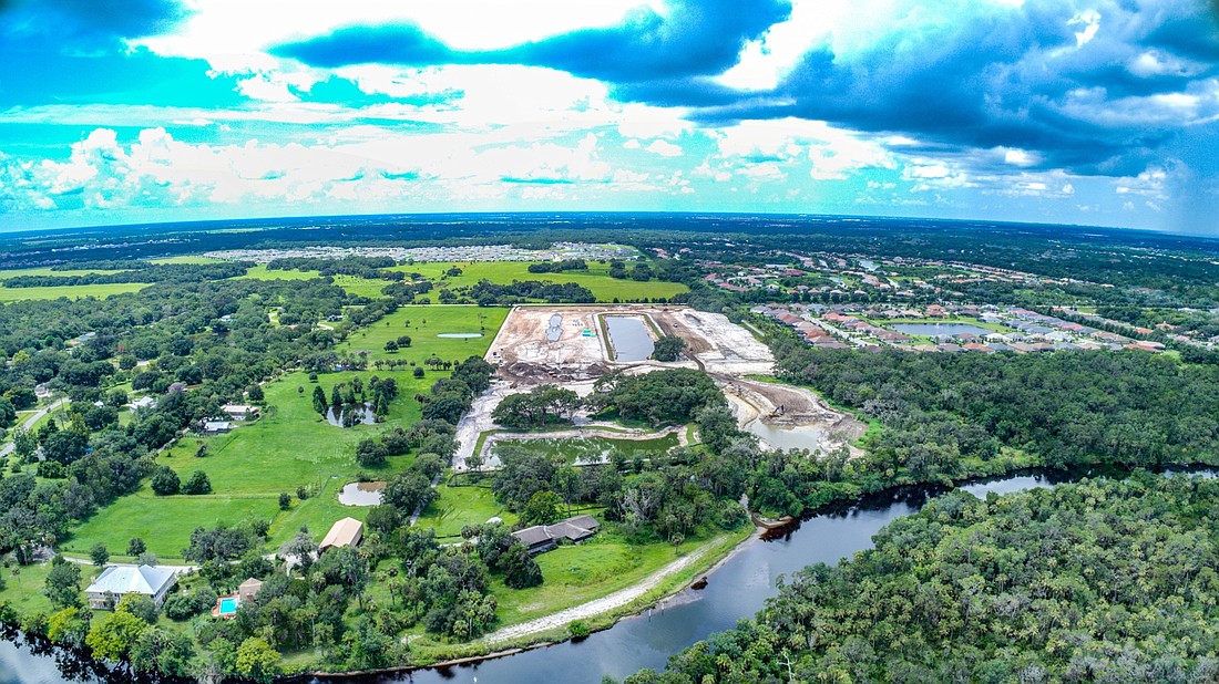 This aerial photograph shows Riverside Preserve, located on 45.5 acres immediately east of Williams Road, from Upper Manatee River Road north to the Manatee River. Courtesy photo.