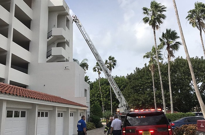 A Longboat Key ladder truck was among the units responding to a fire alarm at 1465 Gulf of Mexico Drive.
