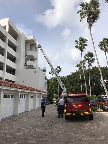 A Longboat Key ladder truck was among the units responding to a fire alarm at 1465 Gulf of Mexico Drive.